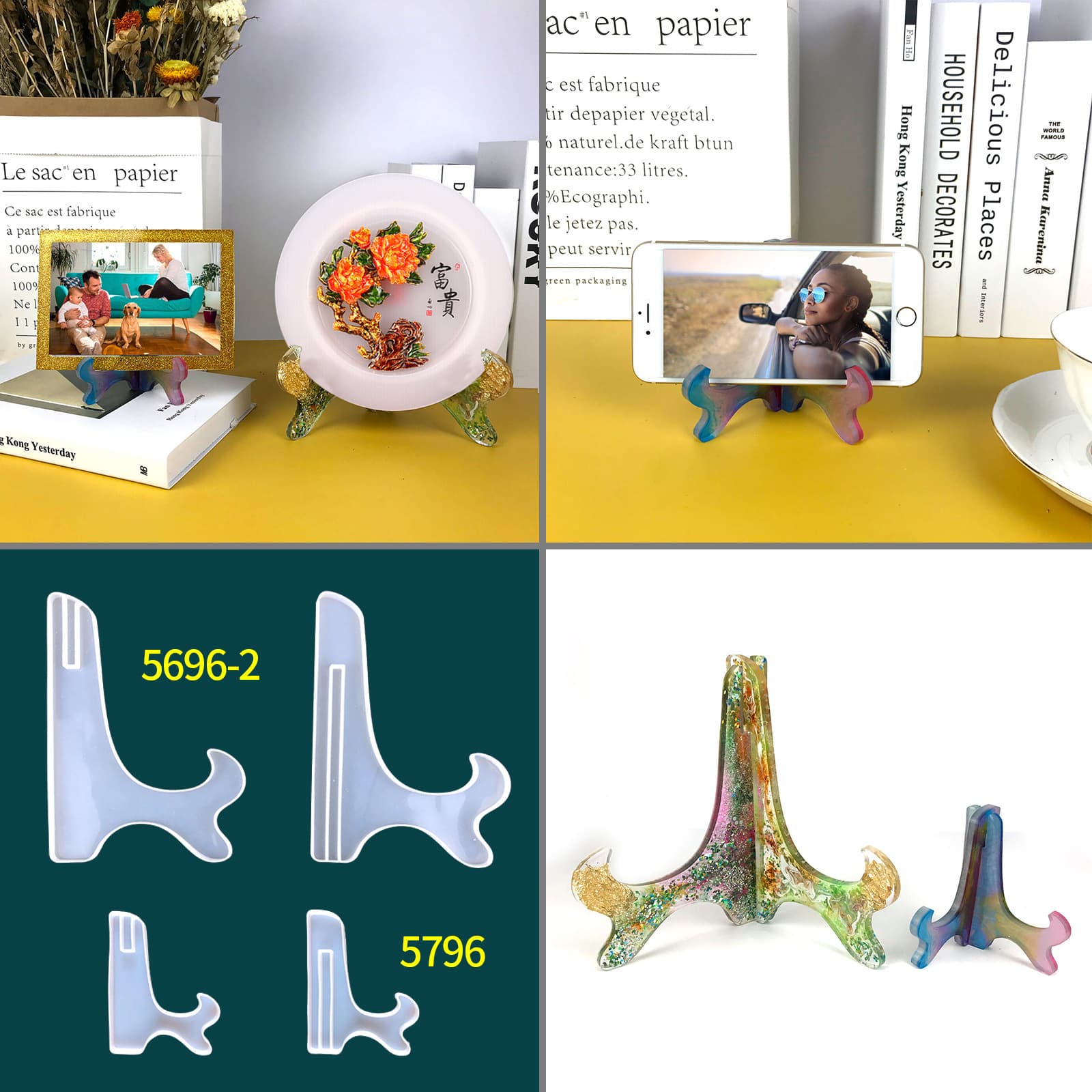 Desktop Ornament Stand Resin Mold DIY Phone Photo Frame Stand Craft Decoration Holder Silicone Mold