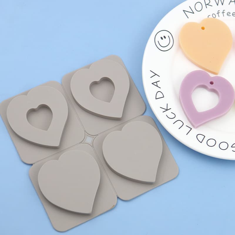 Wholesale DIY Silicone Wax Sheet Mold for Aromatherapy Plaster Soap Making, 4-Cavity 2-Set Heart Shape Detachable