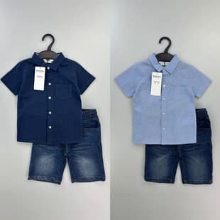 Children's clothing wholesale REDTAG summer denim shirt and jeans set for boys