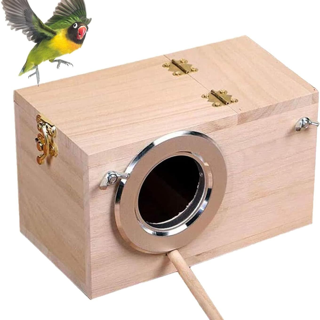 Cross-Border Bird Nest Breeding Box Bird Cage Wooden House Solid Wood Parrot Breeding Box Budgerigar Lovebird Supplies Bird Cage Hatching Box