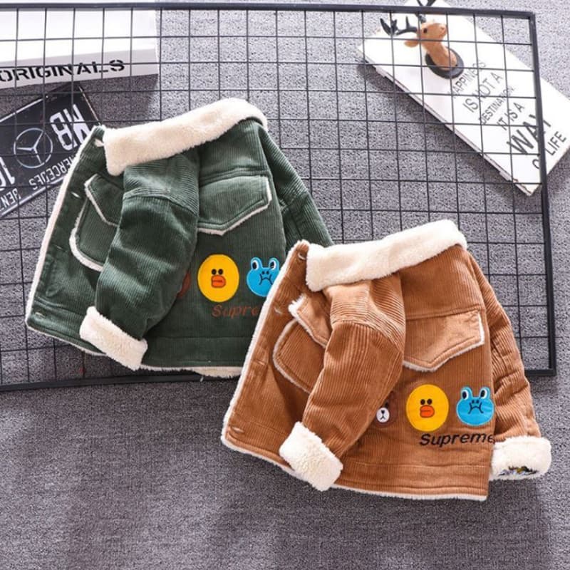 Baby Cotton Coat Winter Fleece-Lined Thick Cartoon Kids 4 Children 3 Infant Autumn Winter 2 Toddler 1 Year Old Boy Jacket Spring Autumn Style