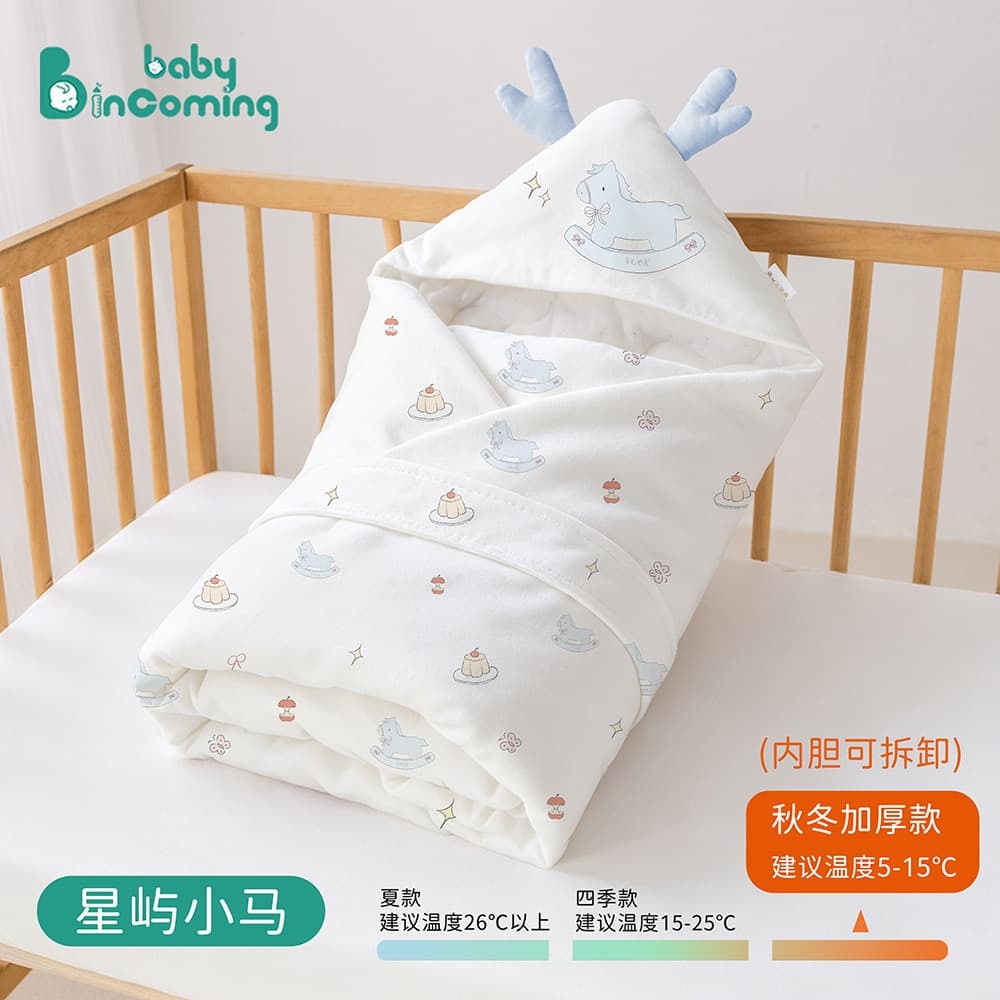 Newborn Baby Swaddle Blanket Pure Cotton Class A, Thick for Autumn/Winter, Four-Season Swaddle with Mulberry Silk Constant Temperature, Anti-Startle