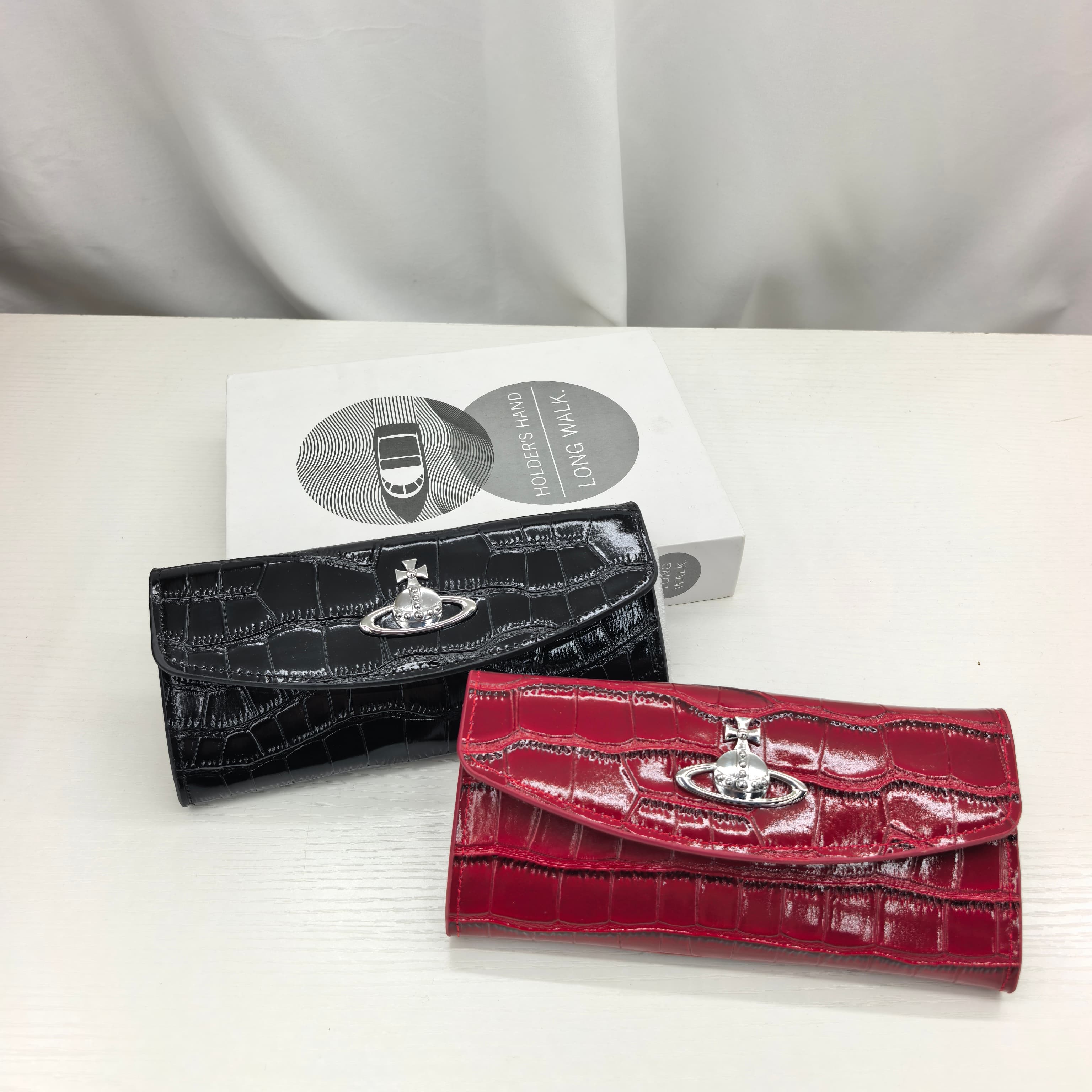 Large Saturn Long Wallet Card Holder Clutch Style Pebble Grain Soft Leather Large Capacity Multi-slot Document Wallet