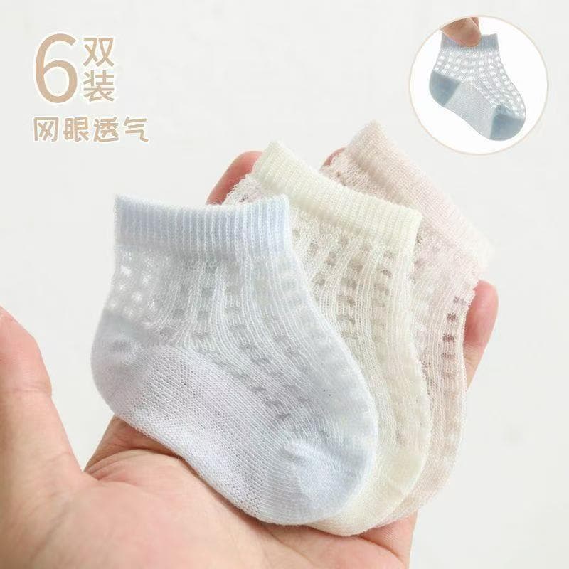 Children's Socks Summer 2024 New Breathable Baby Socks Mesh Combed Cotton Boys Girls Seamless Baby Socks