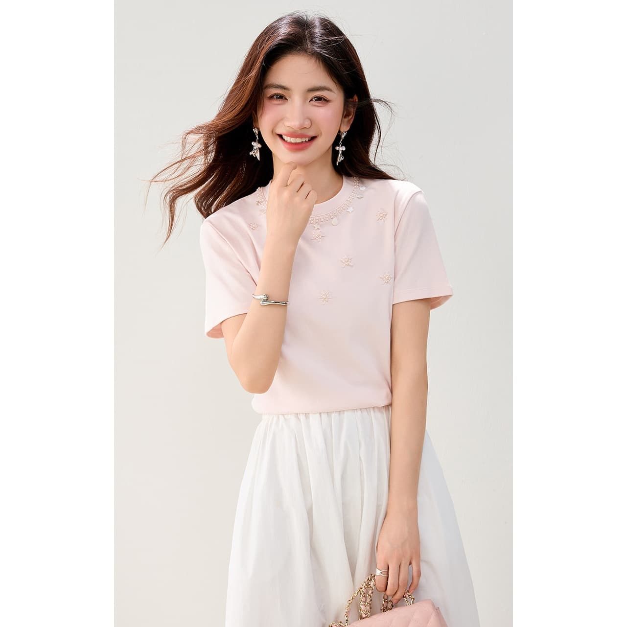 Very Beautiful Regular Shoulder Short Sleeve Women's Summer New Korean Style T-Shirt Top