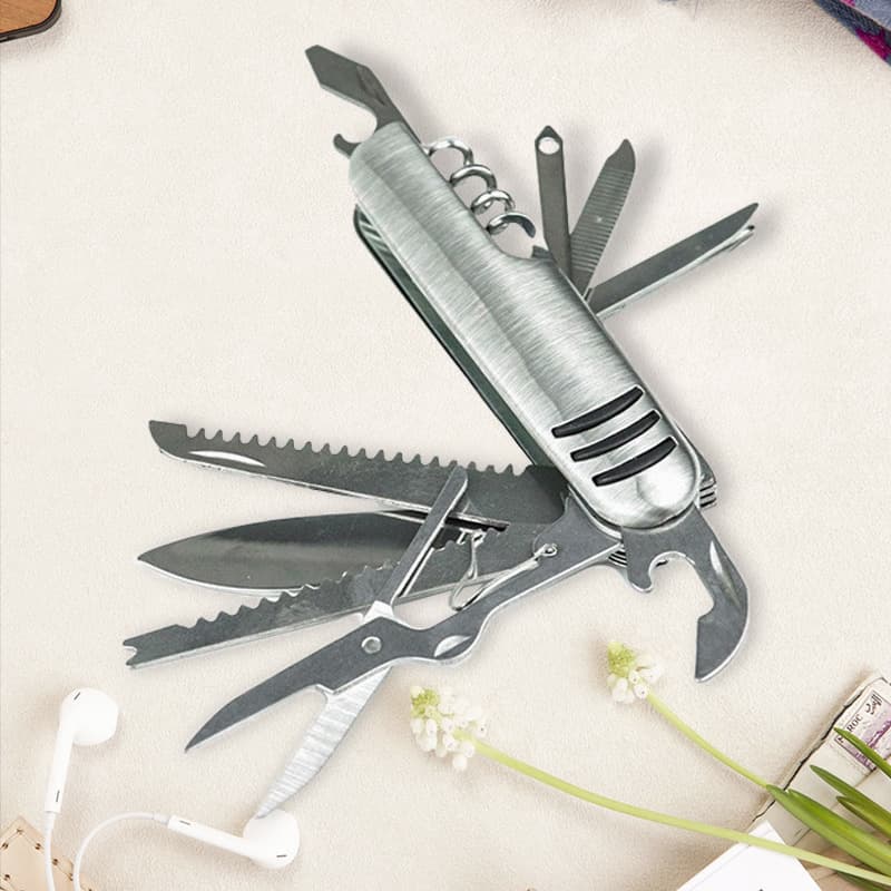 Multi-functional 11-section military knife for outdoor camping, three-line 11-section small knife, hardware gift military knife, 3-line 11-function knife