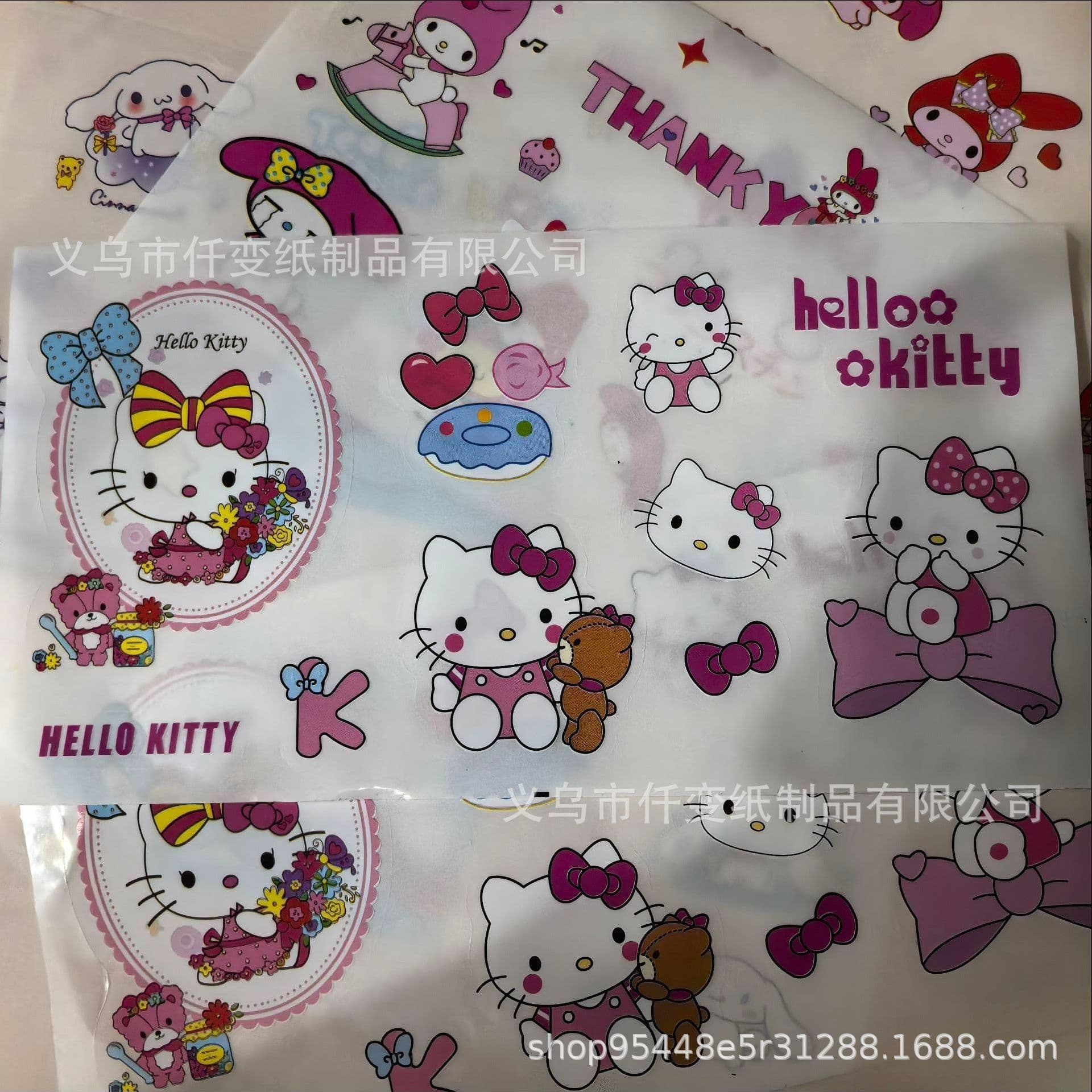 Factory in stock Sanrio Hello Kitty Cartoon Creative Sticker PVC Water Cup Waterproof Notebook Decorative Sticker
