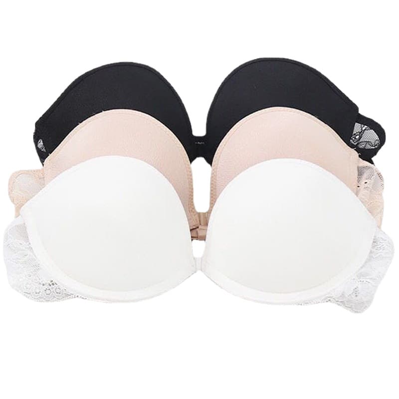Wedding Anti-Slip Strapless Bra with Front Closure, Bustier Lace Backless Strapless Bra for Women, Non-Slip Bra