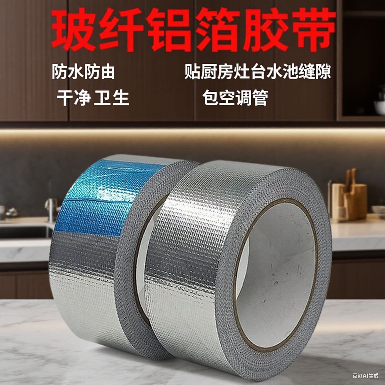 Fiberglass Aluminum Foil Tape, Thickened, High-Temperature Resistant for Sealing Stove Tops, Pot Repair, Water Heaters, and Range Hood Duct Wrapping