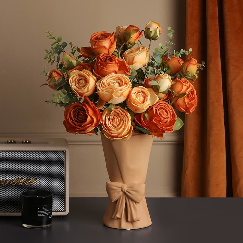 Beihanmei French-style Ceramic Vase Flower Arrangement Set Home Decor Living Room Model Room Ornament Couple Gift for Women