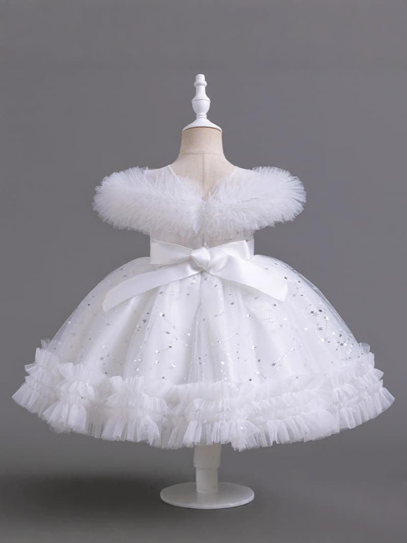 Girls High-End Luxury Tulle Dress Gown Cross-Border Export Ready Stock Flower Girl Wedding Princess Dress