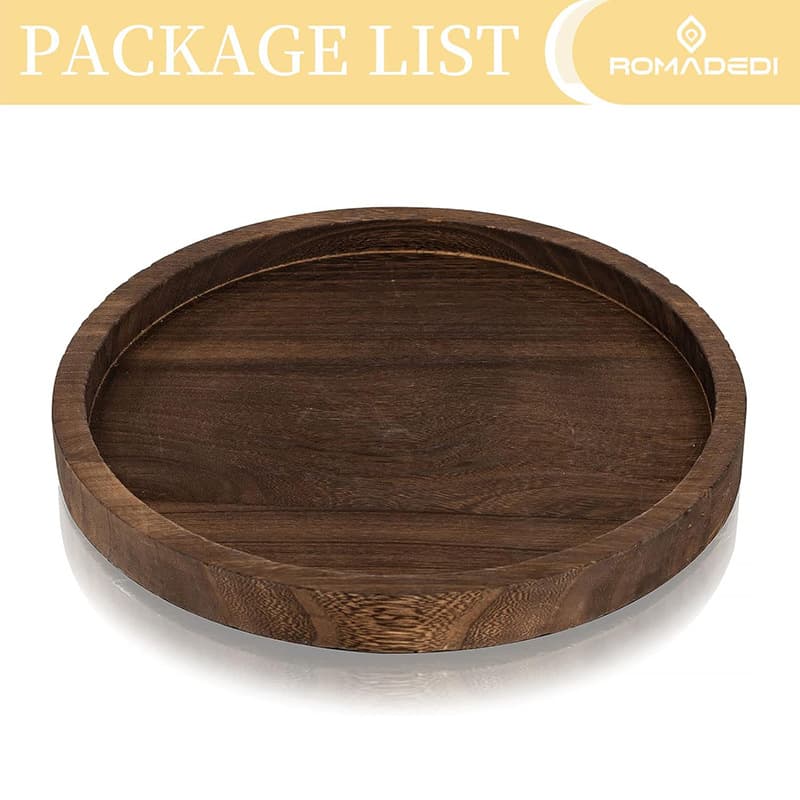 Rustic Round Coffee Table Tray Wooden Serving Tray Home Decor Candlestick Country Style Customizable Size 30*3CM for Home and Restaurant
