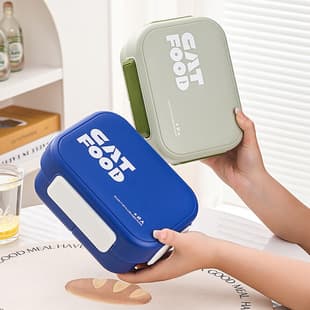 High-Appearance Student Divided Plastic Lunch Box with Fork, Spoon, and Knife, Portable Lunch Box for Office Workers, Fruit Bento Box