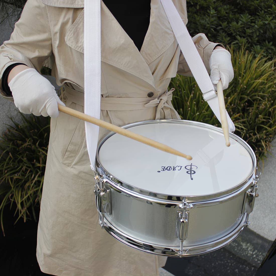 14 Inch Small Military Drum Silver Color Marching Drum for Students and Adults Marching Drum LADE Drum Kit Musical Instruments