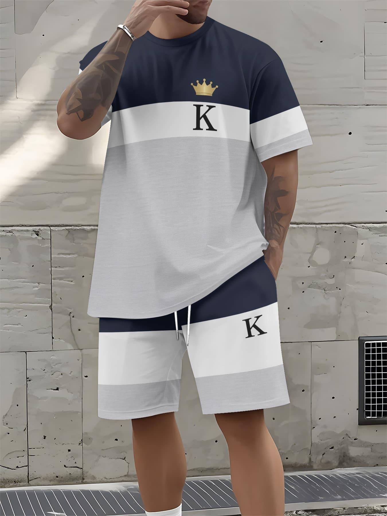 2026 Cross-border Amazon Mercado Libre Hot Fashion Men's Set Soft Comfortable Fabric Casual Breathable Fit