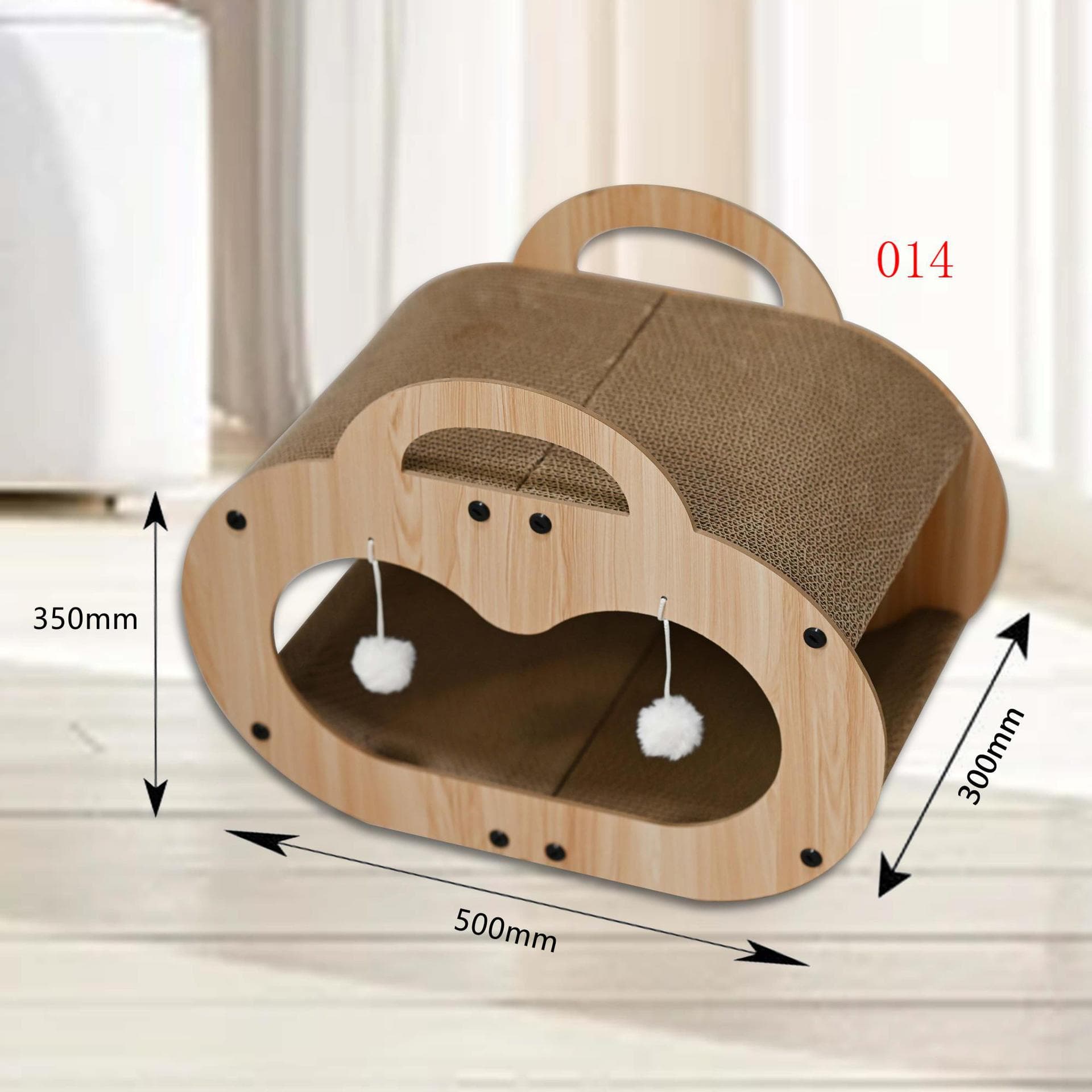 New integrated cat scratching post and cat bed, wear-resistant, lint-free, suitable for all seasons, cat house assembly, cat plaything, corrugated cardboard product.