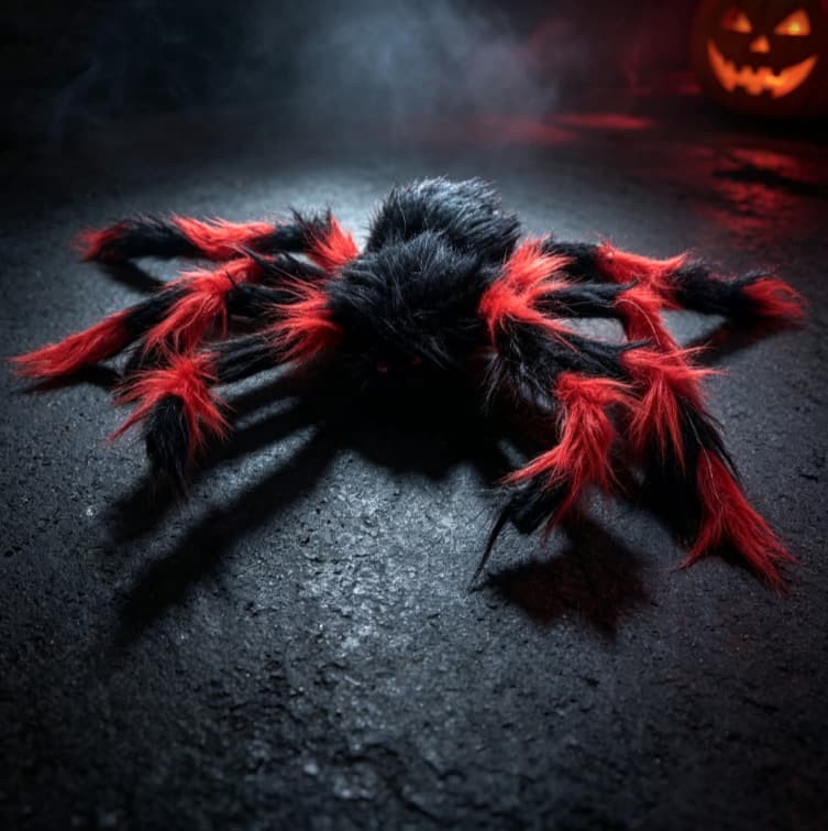 Cross-border Halloween big spider simulation plush spider flower spider decoration bar scene layout props haunted house