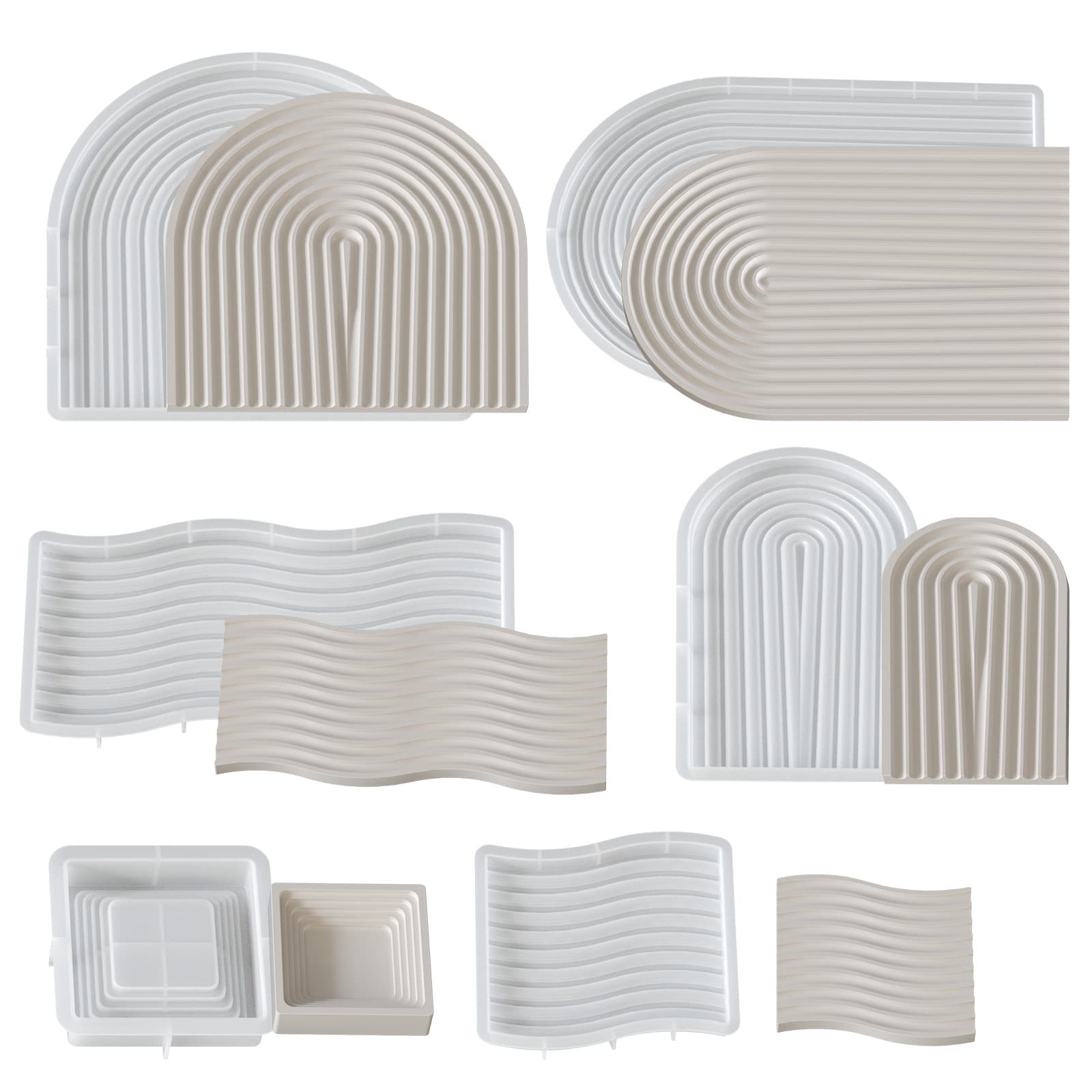 Nordic various pallet gypsum ornaments DIY arch-shaped wave U-shaped trapezoid storage pad silicone mold wholesale