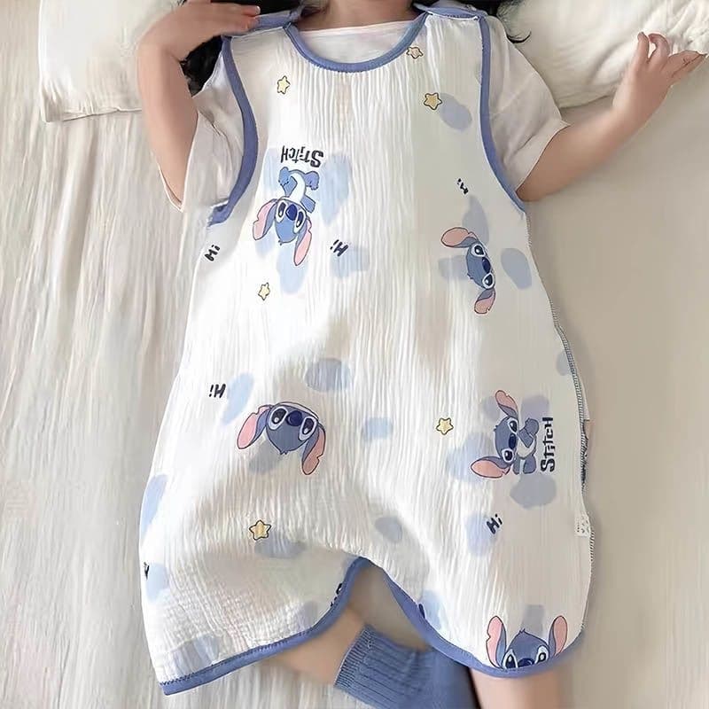 Baby Belly-Protecting Vest Sleep Sack Children Summer Gauze Cotton Separate Leg Anti-Kick Sleeping Bag Boys Sleeveless Girls