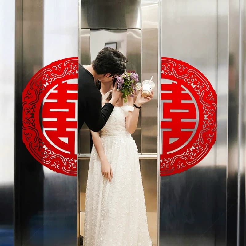 Wedding Elevator Door Decal Sticker for Happy Event Elevator Notice Decoration Wedding Supplies