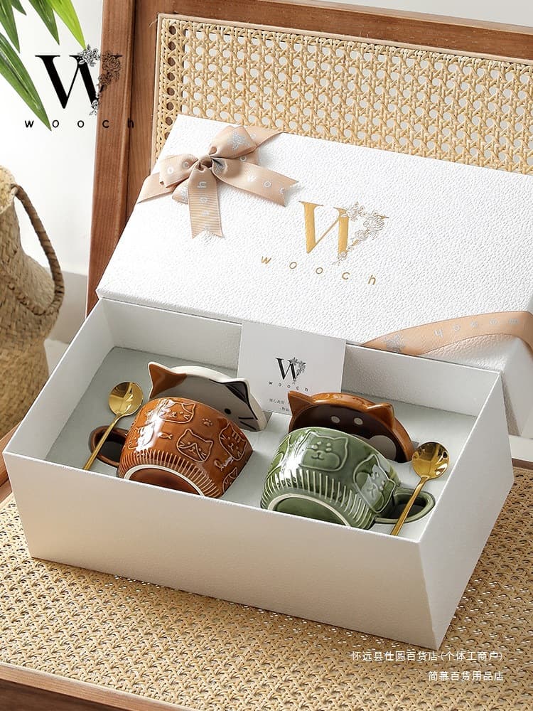Jianmu Birthday Gift Set Gift Box Water Cup Pair Cup H Newlywed High Appearance Level Housewarming Pair Cup Cute Mug
