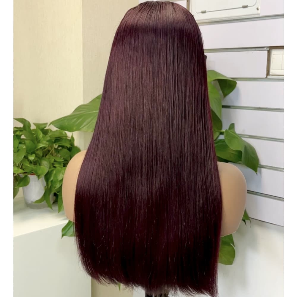 Women's Long Straight Wig Influencer Black Invisible Seamless Wig 13x4 Double Drawn Bob Wig