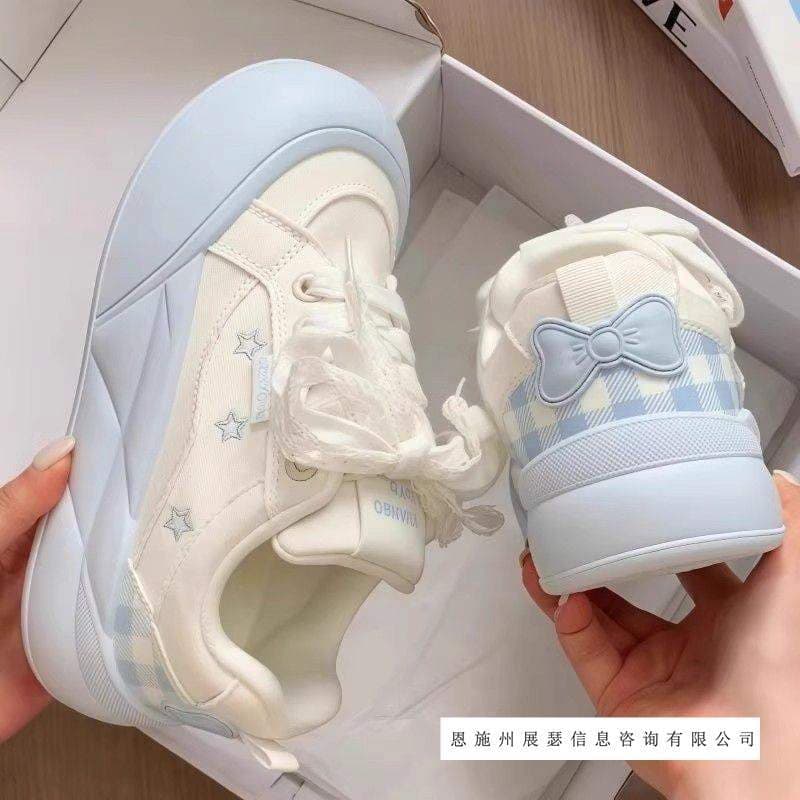 Campus Style Thick Sole White Shoes for Female Students 2025 New Trendy Casual Canvas Board Shoes Bread Shoes for Women