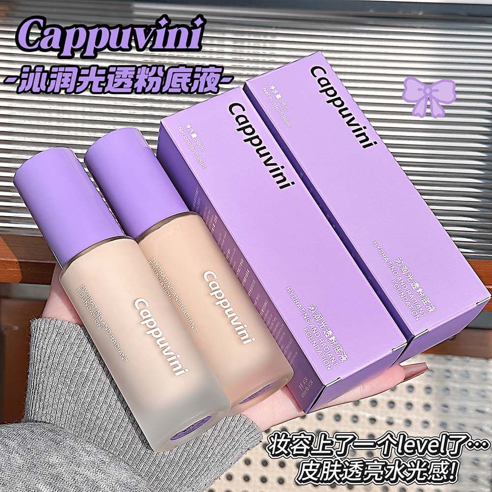 CAPPUVINI Moisturizing Light-Transmitting Liquid Foundation - Hydrating, Clear, Skin-Melting, Concealing, Affordable Chinese Student Makeup for Early Morning