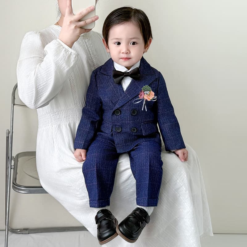 Children's Suit Set Autumn/Winter Newborn Boy Birthday Suit Flower Boy Tuxedo Little Host Performance Costume