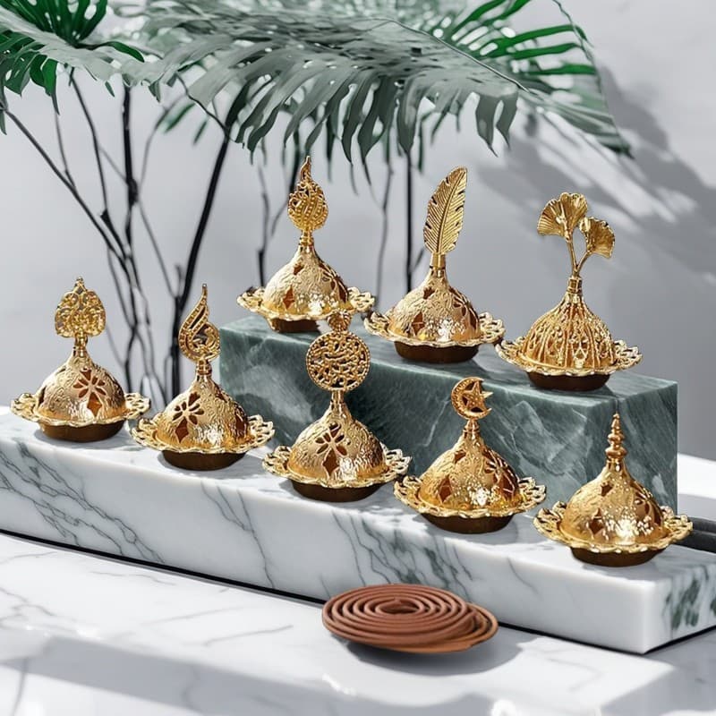 Cone Incense Burner Arabic Portable Metal Alloy Sandalwood Tower Incense Burner Dubai Middle Eastern Style Hollow Aromatherapy Burner Cross-border