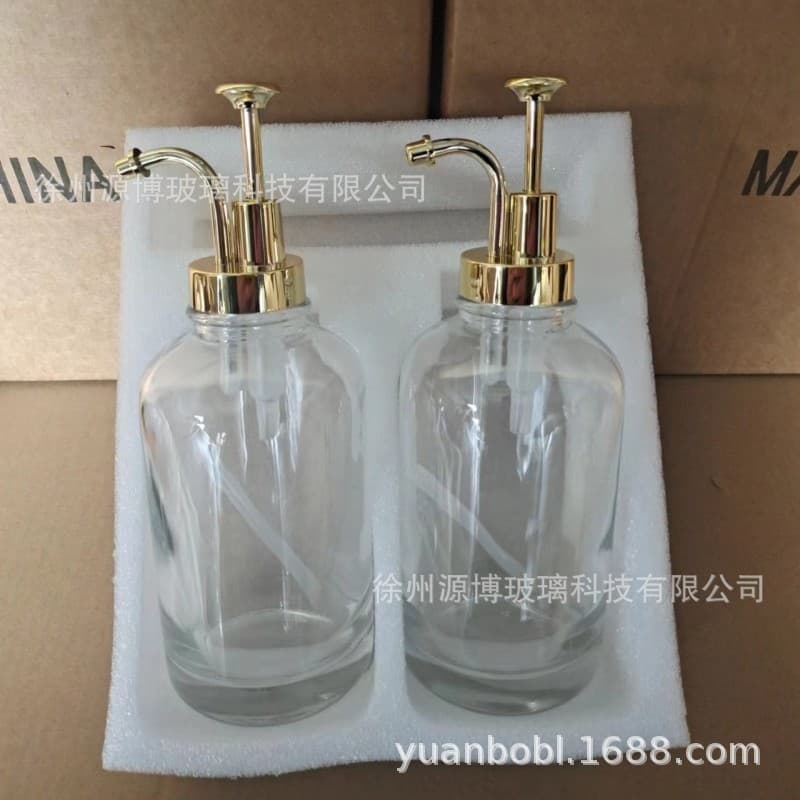 Round 16oz Syrup Dispenser Glass Bottle Square 500ml Cream Soap Liquidator Coffee Dispenser Transparent Crystal White Glass