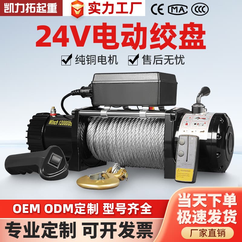 Electric Winch 12v 24v Vehicle Off-Road Traction Household Self-Rescue Winch Hoist Lifting Electric Winch