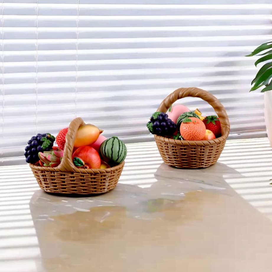Mini Food Toy Simulation Fruits Strawberry Orange Grape Mango Dragon Fruit 1:12 Dollhouse Fruit Basket Small Decoration