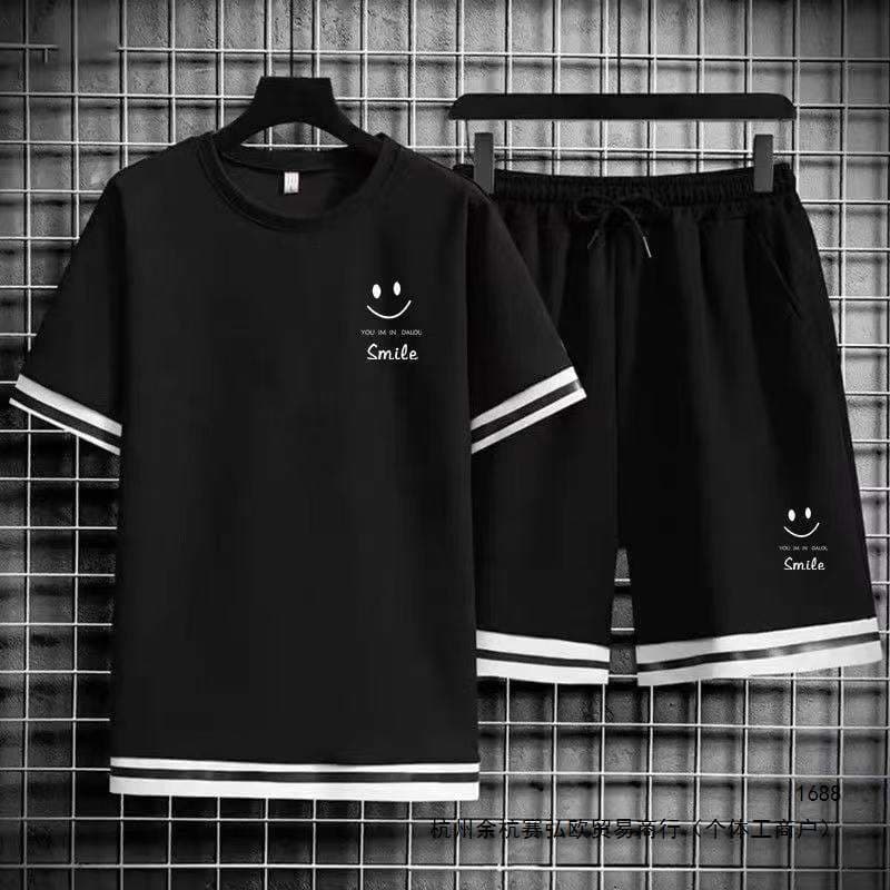 2-Piece Campus Style Sportswear Set Loose Trendy Short Sleeve Shorts Thin Summer Casual New Set