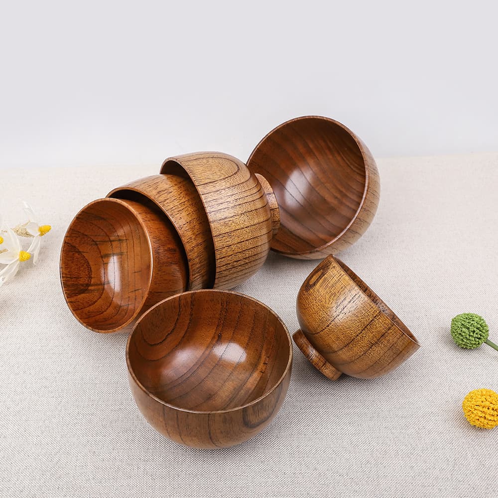 Wood Bowl Sour Jujube Wood (Grade B, Defective) Lacquered Wood Bowl Round Solid Wood Product Wood Grain Business Gift