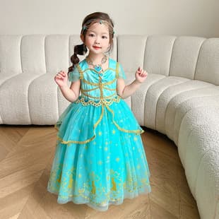 European and American Halloween Girls Dress Aladdin Jasmine Princess Costume Cosplay Children's June 1st Gown