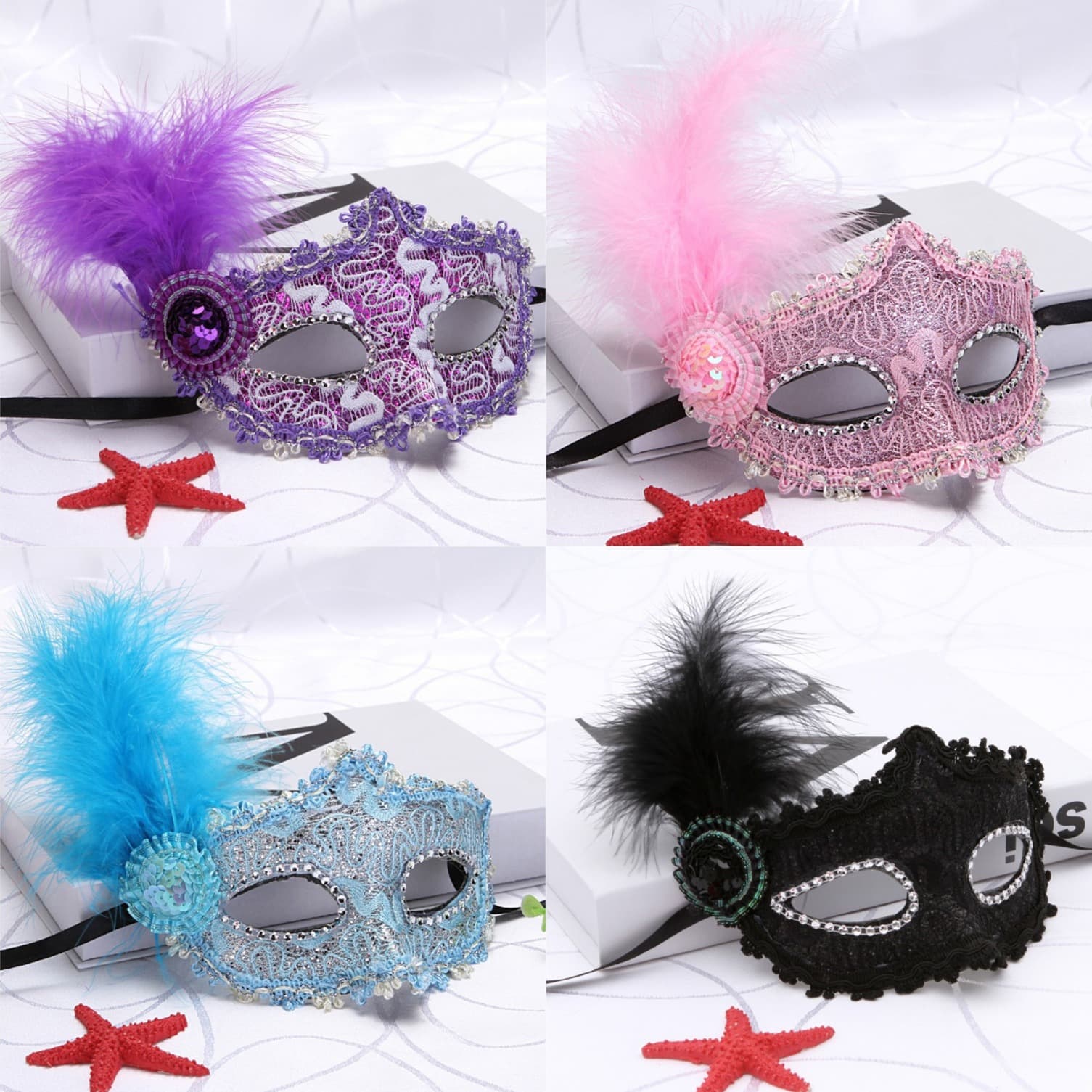 Venice Style Small Top Hat Feathered Side Mask Little Princess Beauty Mask Festival Party Stage Performance