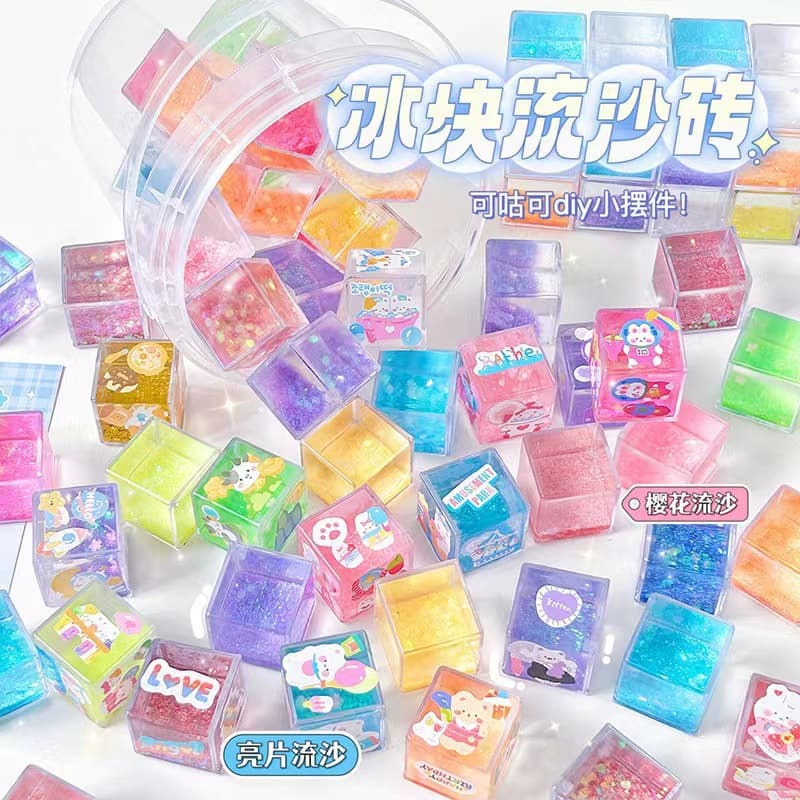 Irregular Liquid Sand Gucard Brick Mahjong Brick Transparent Small Ice Cube Acrylic Card DIY Material Children Girl Convenient