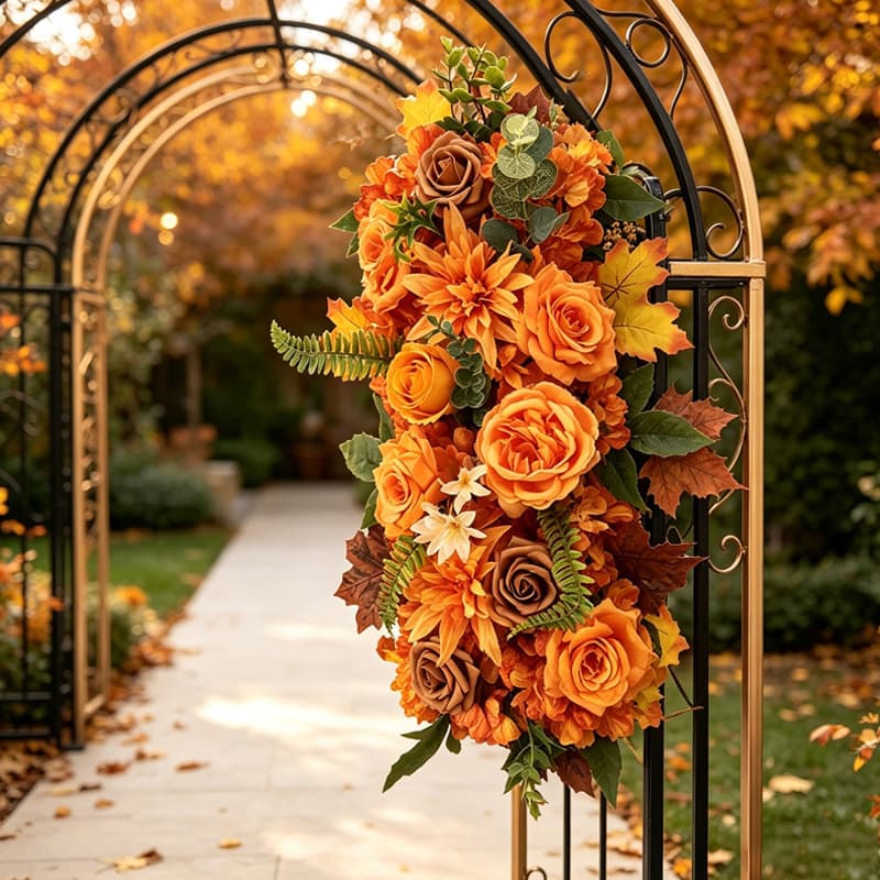 Cross-Border New Style Simulated Flower Row Autumn Halloween Harvest Festival Decoration Waterfall Flower Wedding Hotel Arch Arrangement