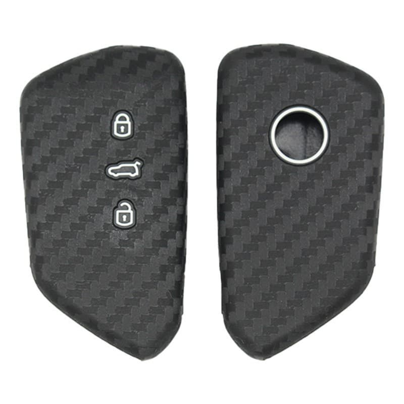 Carbon fiber pattern silicone car key cover suitable for BMW, Toyota, Honda, Volkswagen and other models folding smart