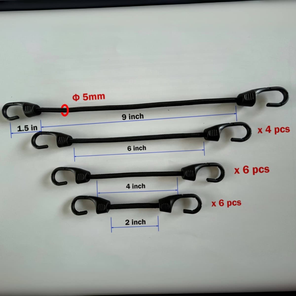 Bicycle and Motorcycle Riding Gear Elastic Rubber Bungee Straps for Luggage and Cargo Tying