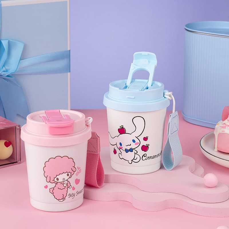 hellokitty thermos cup 316 stainless steel girls portable high-looking straw cup couple gift coffee cup