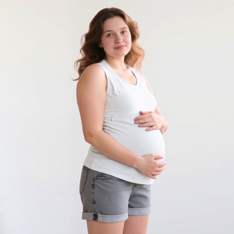 Maternity Large Size Nursing Vest, Round Neck, Loose Sleeveless, Solid Color, Pure Cotton Maternity Wear, European and American Large Size S-5XL Casual