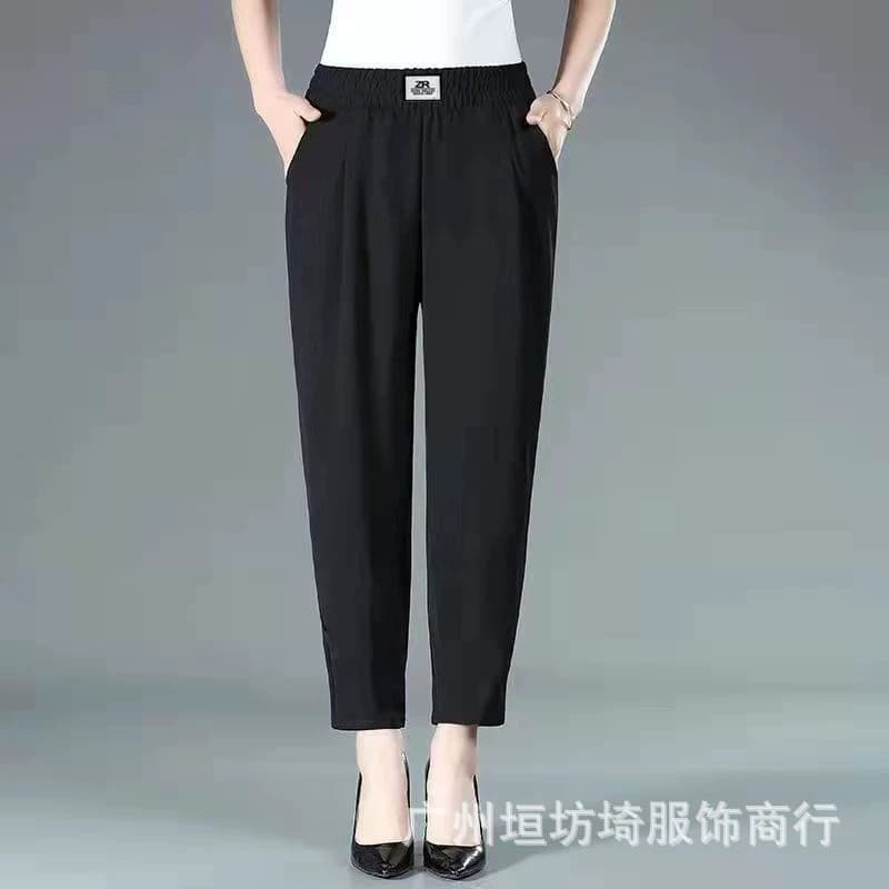 2025 High-Waist Slimming Mom Pants Women's Summer Thin Petite Loose Casual Carrot Pants, Ice Hemp Fabric