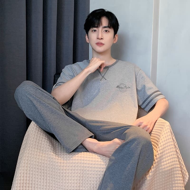 Men's Pajamas Summer New Short-sleeved Pants Cotton Thin Summer Outwear Men's Cotton Home Clothes Suit