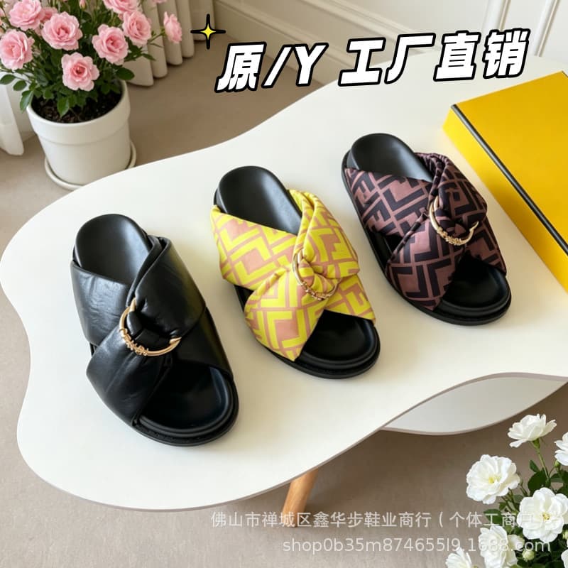 2026 New Satin Leather Double Strap D-Ring F Pattern Comfort Flat Sandals Cross Strap Beach Women's Shoes
