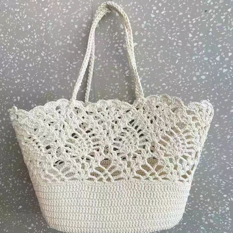 Star's same wax rope handmade shoulder crochet bag, women's woven bag, handbag, cotton bag, knitted bag, beach bag