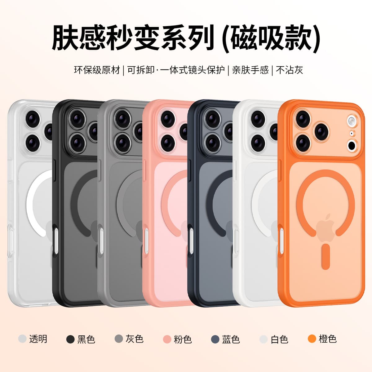 Suitable for iPhone 17 Lens Detachable Phone Case with Magnetic Attachment for Apple 16 Pro Max, Matte Skin-Feel 15 Anti-Drop Cover