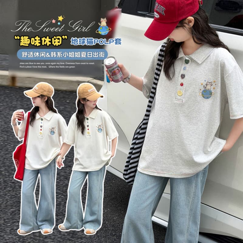 Zhili children's clothing girls 2026 summer new Korean style breathable casual children's polo shirt short-sleeved T-shirt