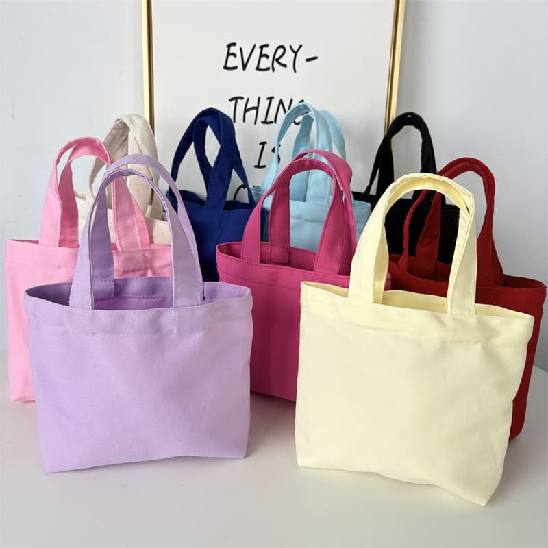 New Solid Color Canvas Tote Bag for Women, Minimalist Portable Handbag for Work, Lunch Box Bento Bag, Large Capacity Storage Cloth Bag